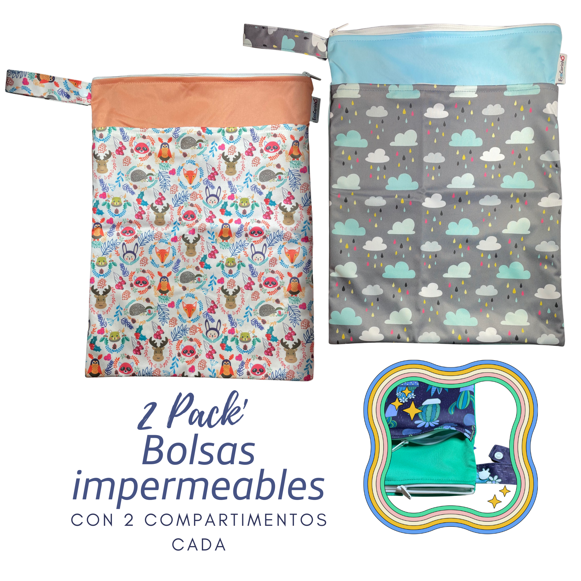 Bolsa Para Pañales De Tela Reutilizable - Grande, Impermeable, Con Doble Compartimento, Lavable, Ideal Para Viajes Y Guardar Ropa Húmeda
