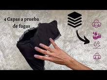 Cargar y reproducir el video en el visor de la galería, EcoCarinho. Braga menstrual reutilizable de algodón color negro. Siéntete súper cómoda, segura y protegida.
